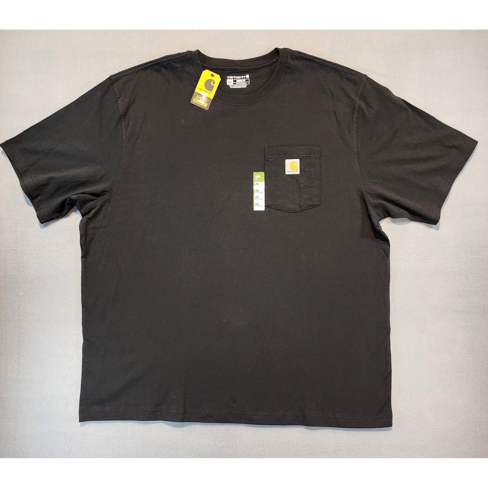 Carhartt K87 Men's 2XL‎ Black Heavyweight Pocket T Shirt Loose Fit Short...